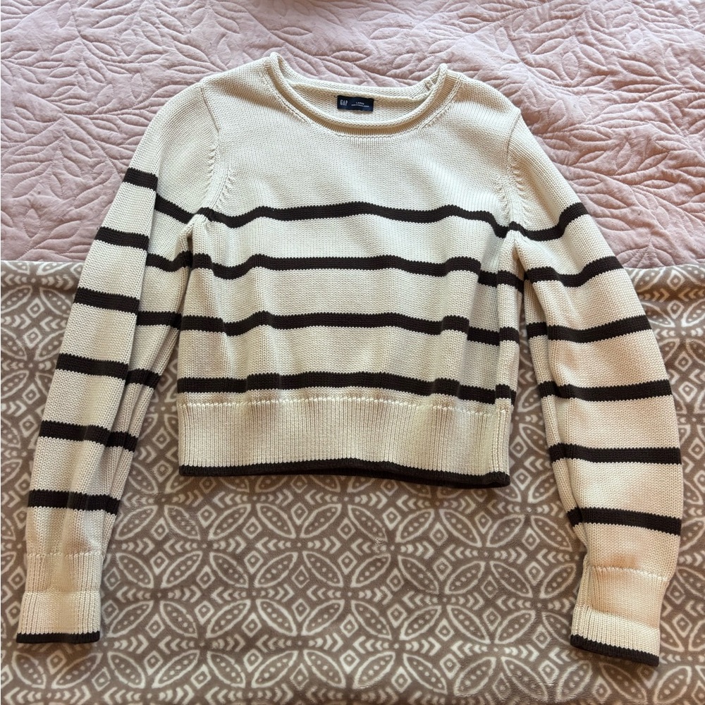 GAP Cream and Black Striped Sweater
